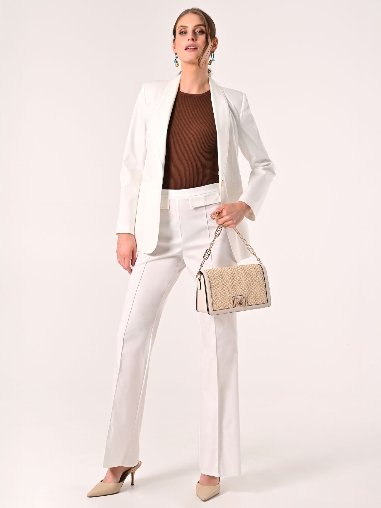 Pantaloni Bianchi  in Cotone con Patte sp_e1