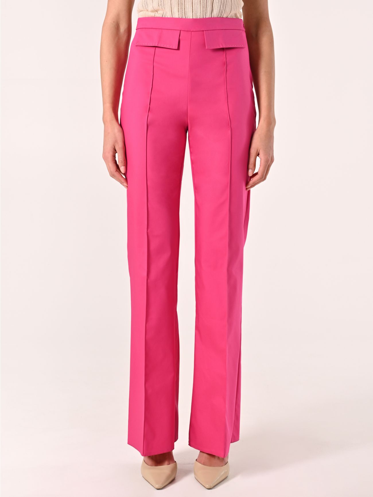 Fuchsia Cotton Trousers with Flap Pockets det_2