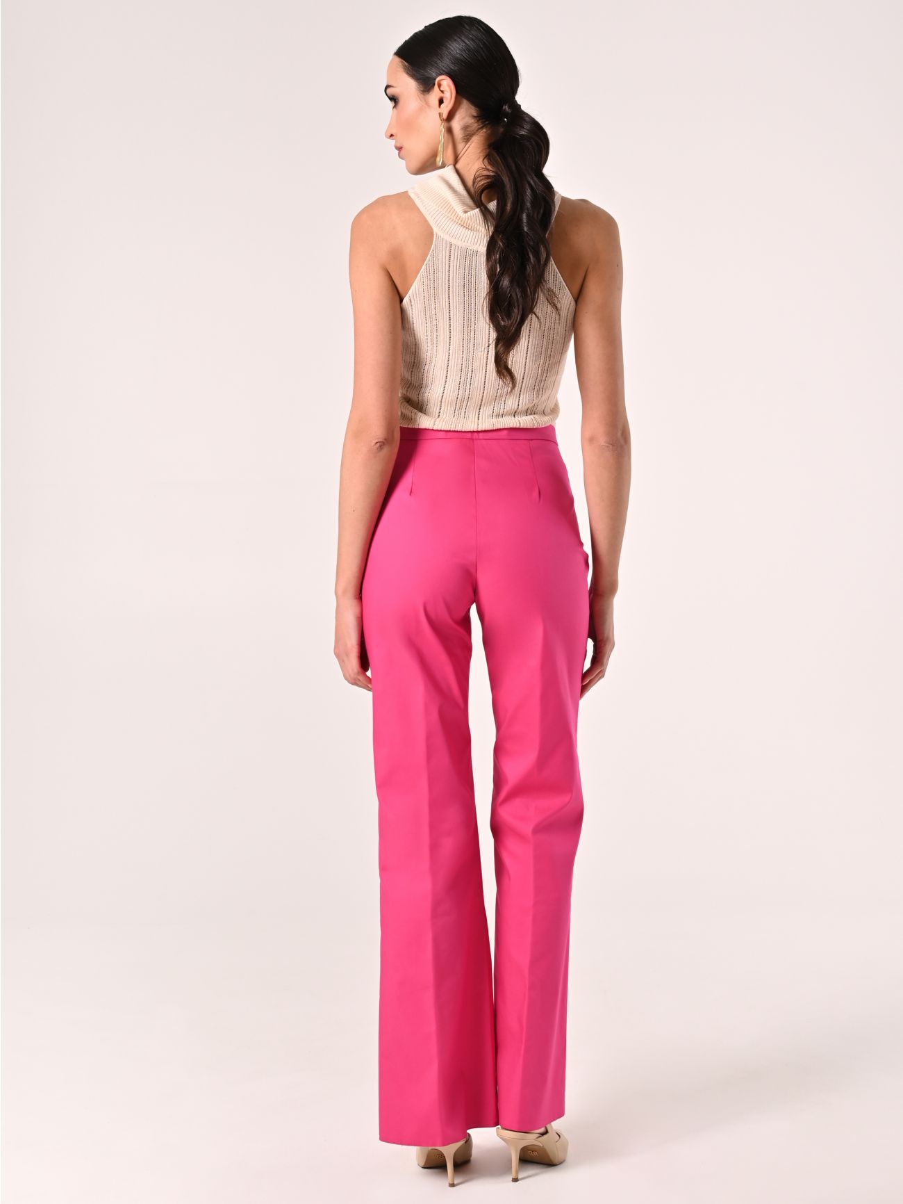 Fuchsia Cotton Trousers with Flap Pockets det_3