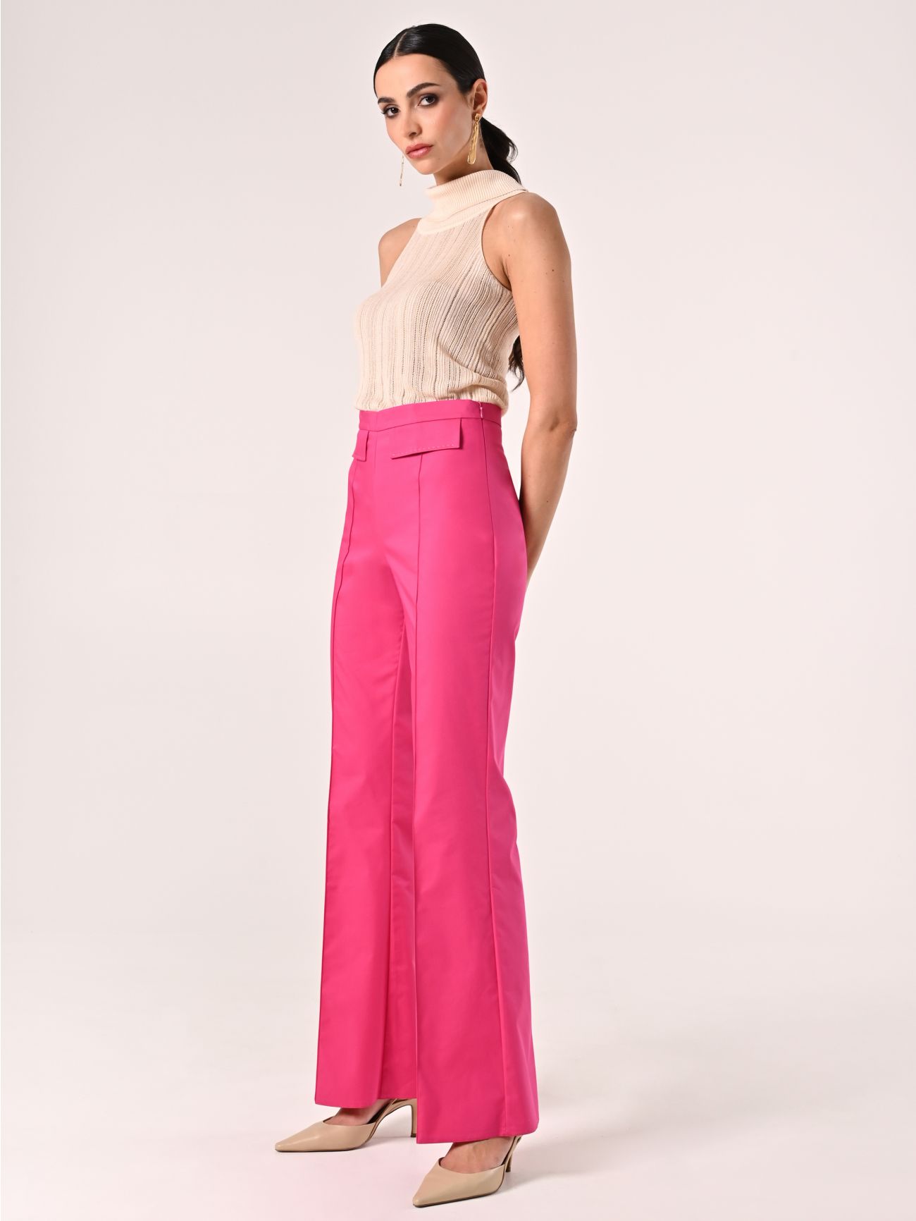 Fuchsia Cotton Trousers with Flap Pockets in_i7