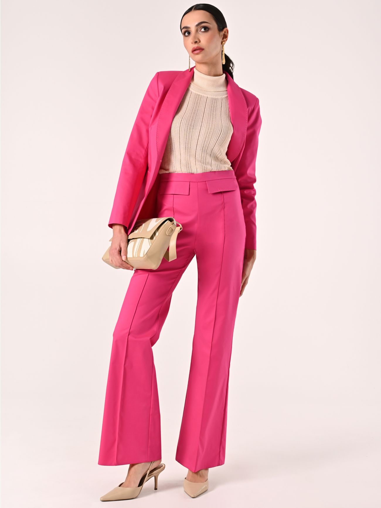 Fuchsia Cotton Trousers with Flap Pockets sp_e1