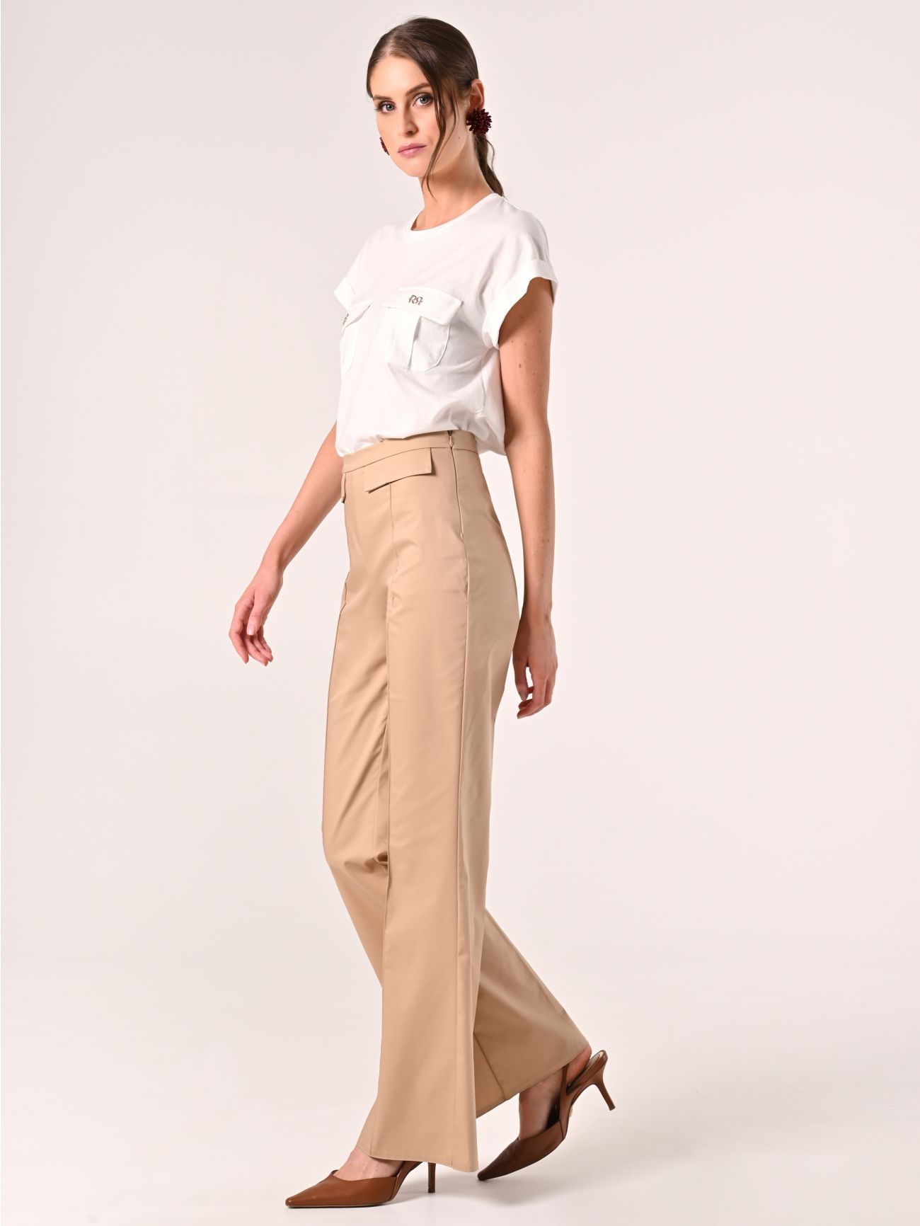 Hose in Beige aus Baumwolle mit Klappen in_i7