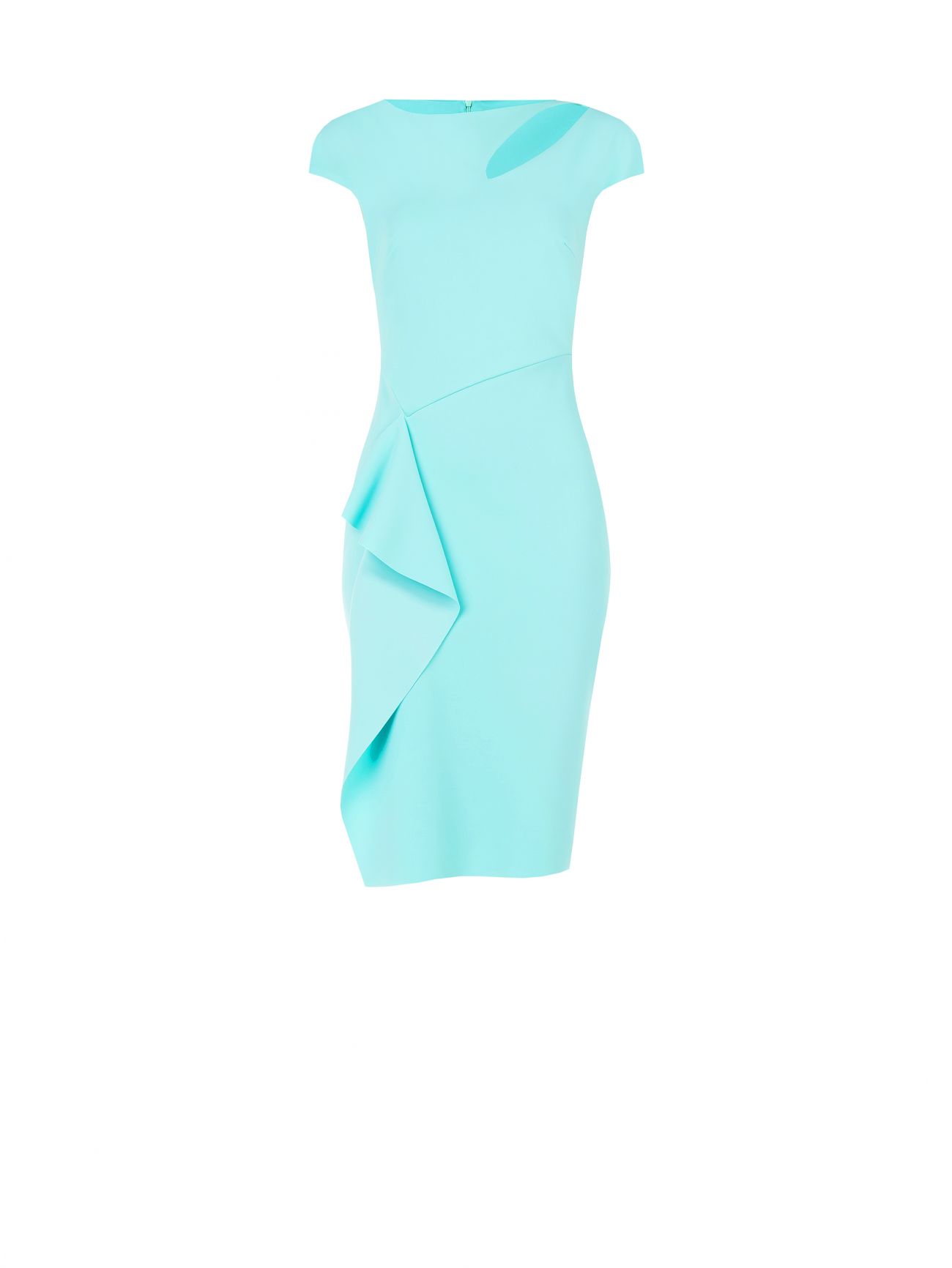 Aqua Green Sheath Dress with Ruffles det_4