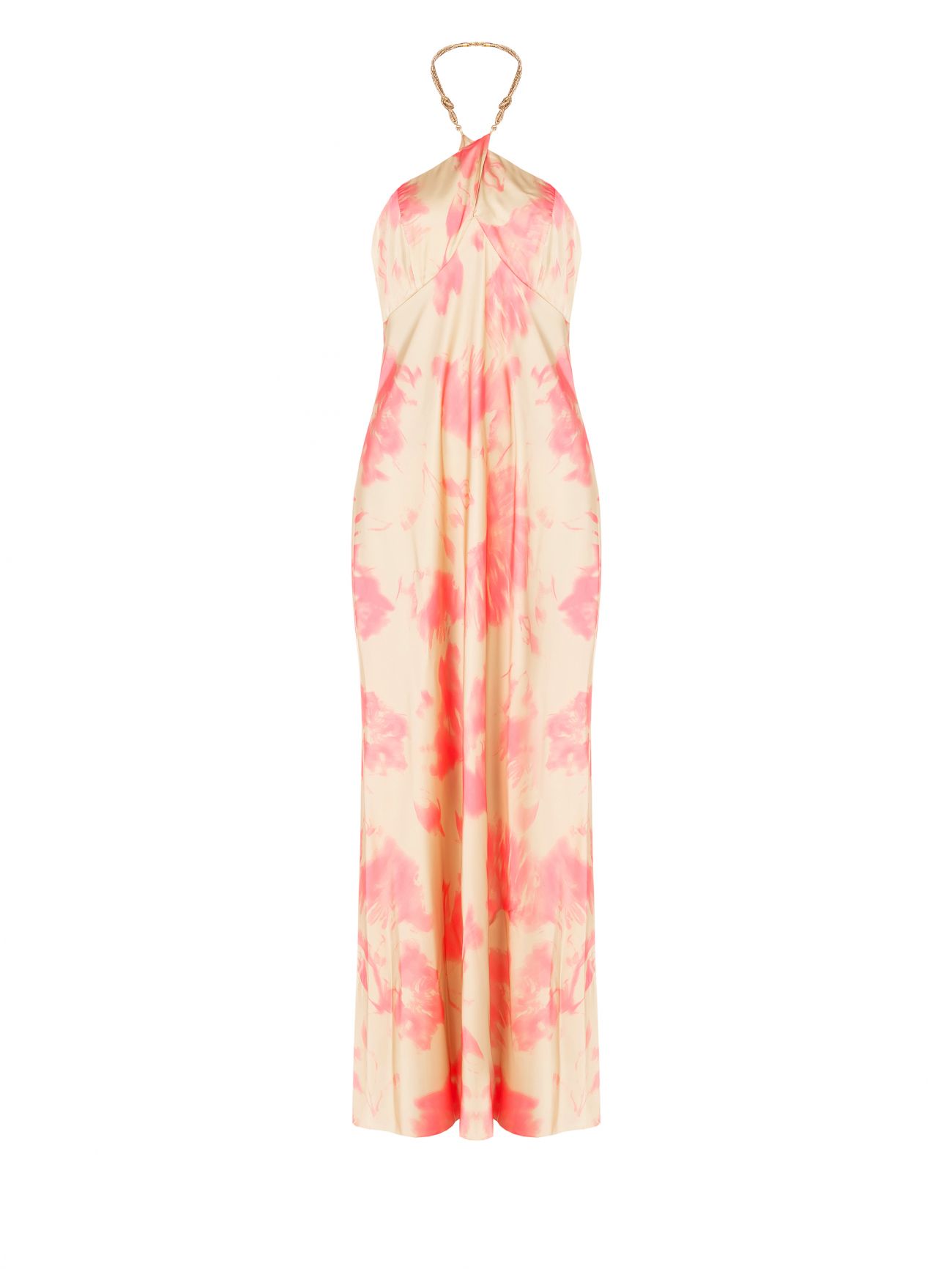 Abito con collo Gioiello Beige Scuro & Rosa Camelia det_4