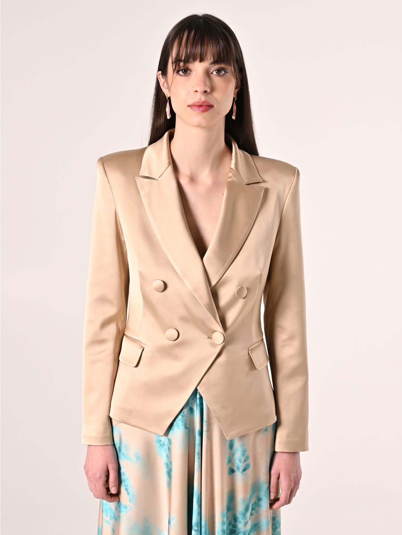 Dark Beige Viscose Satin Jacket det_2