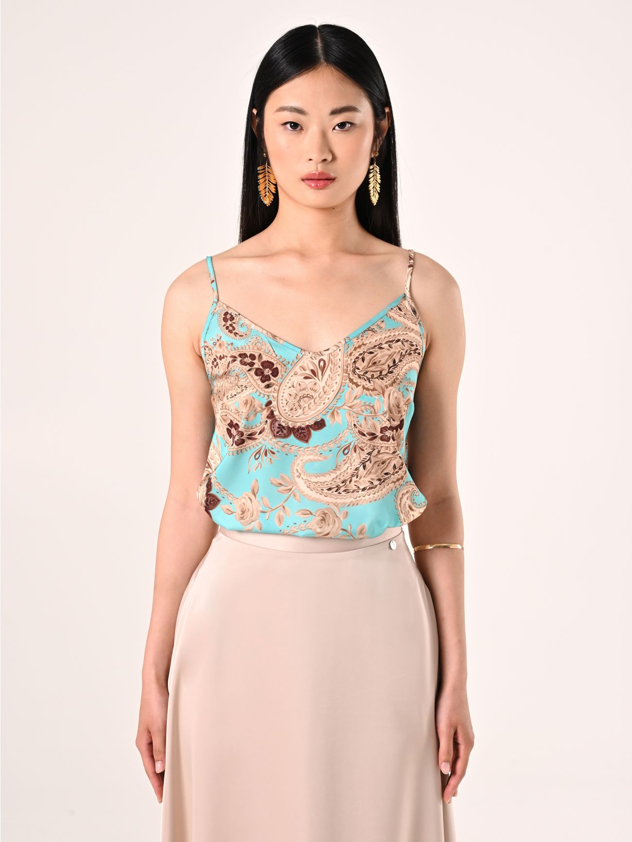 Top stampa Paisley Verde Acqua det_2