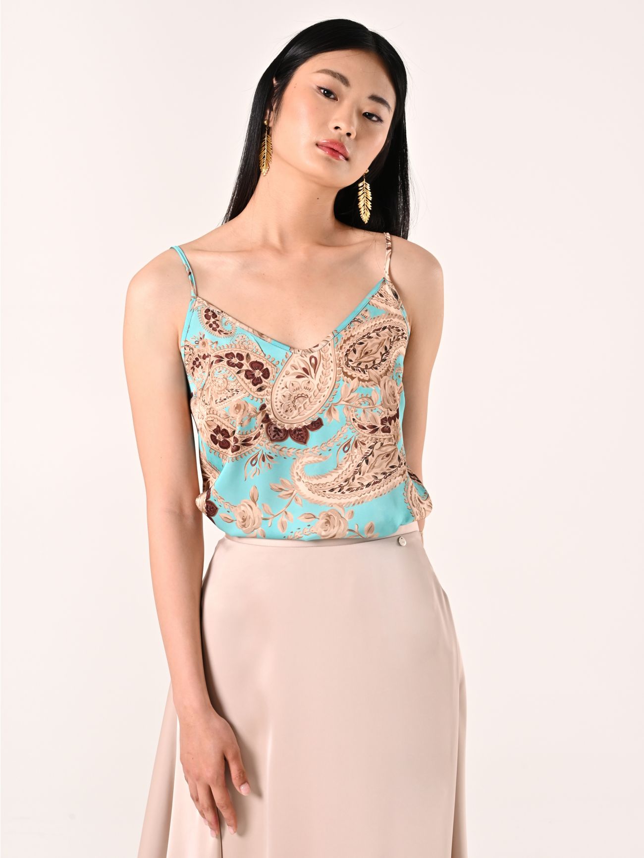 Top stampa Paisley Verde Acqua in_i7
