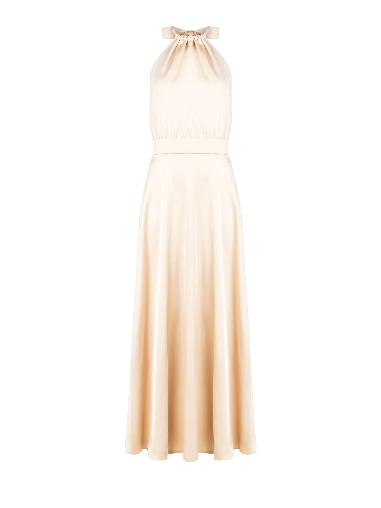 Vestido largo de satén beige claro det_4