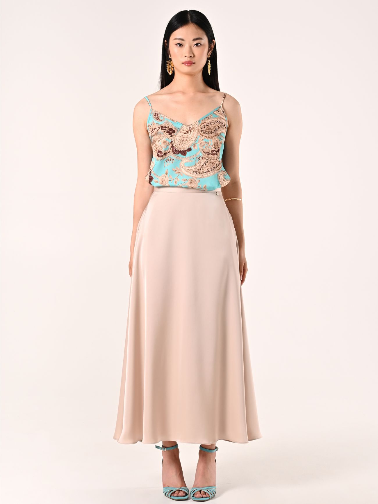 Gonna in Raso Beige Chiaro det_1