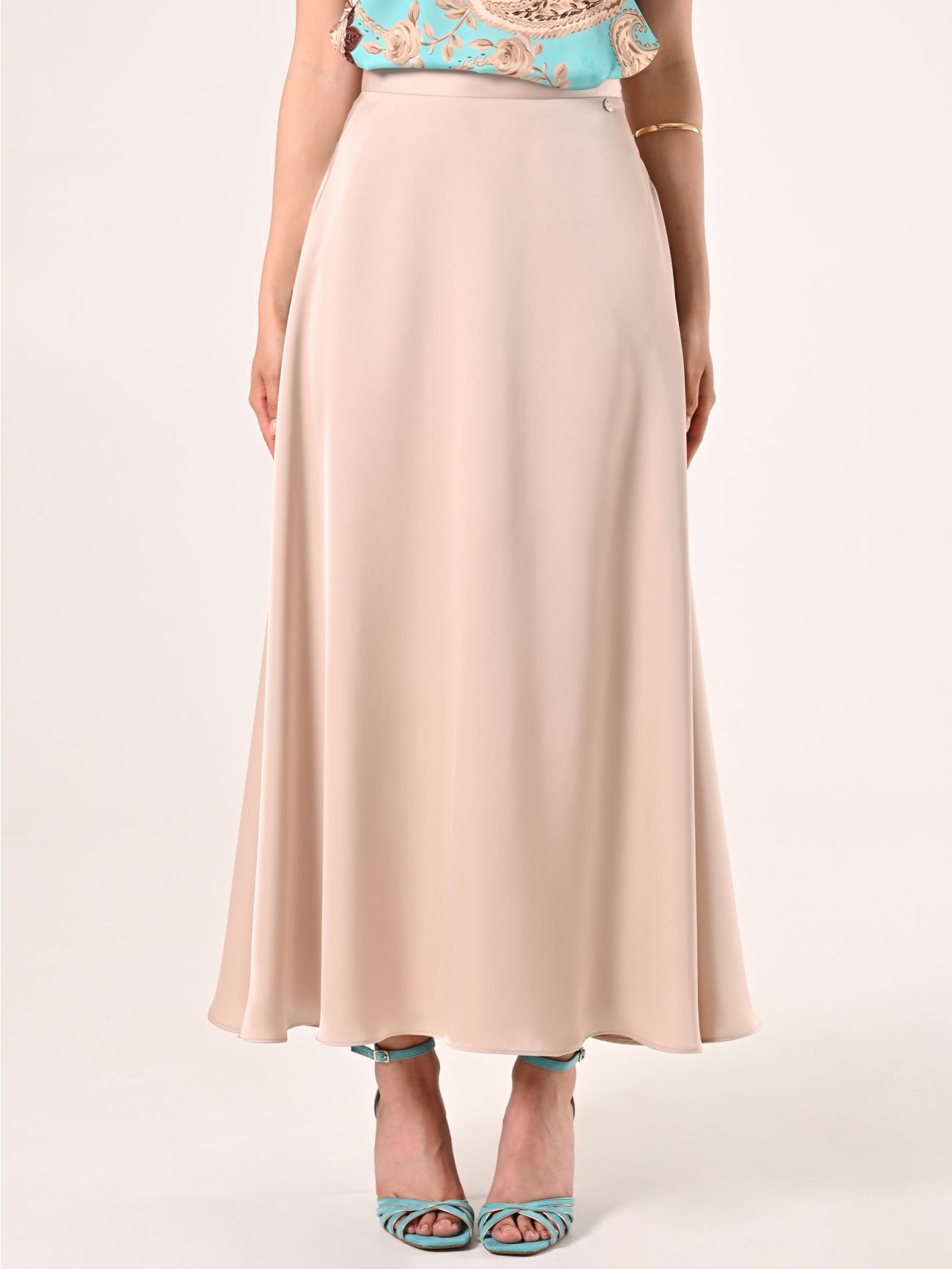 Gonna in Raso Beige Chiaro det_2
