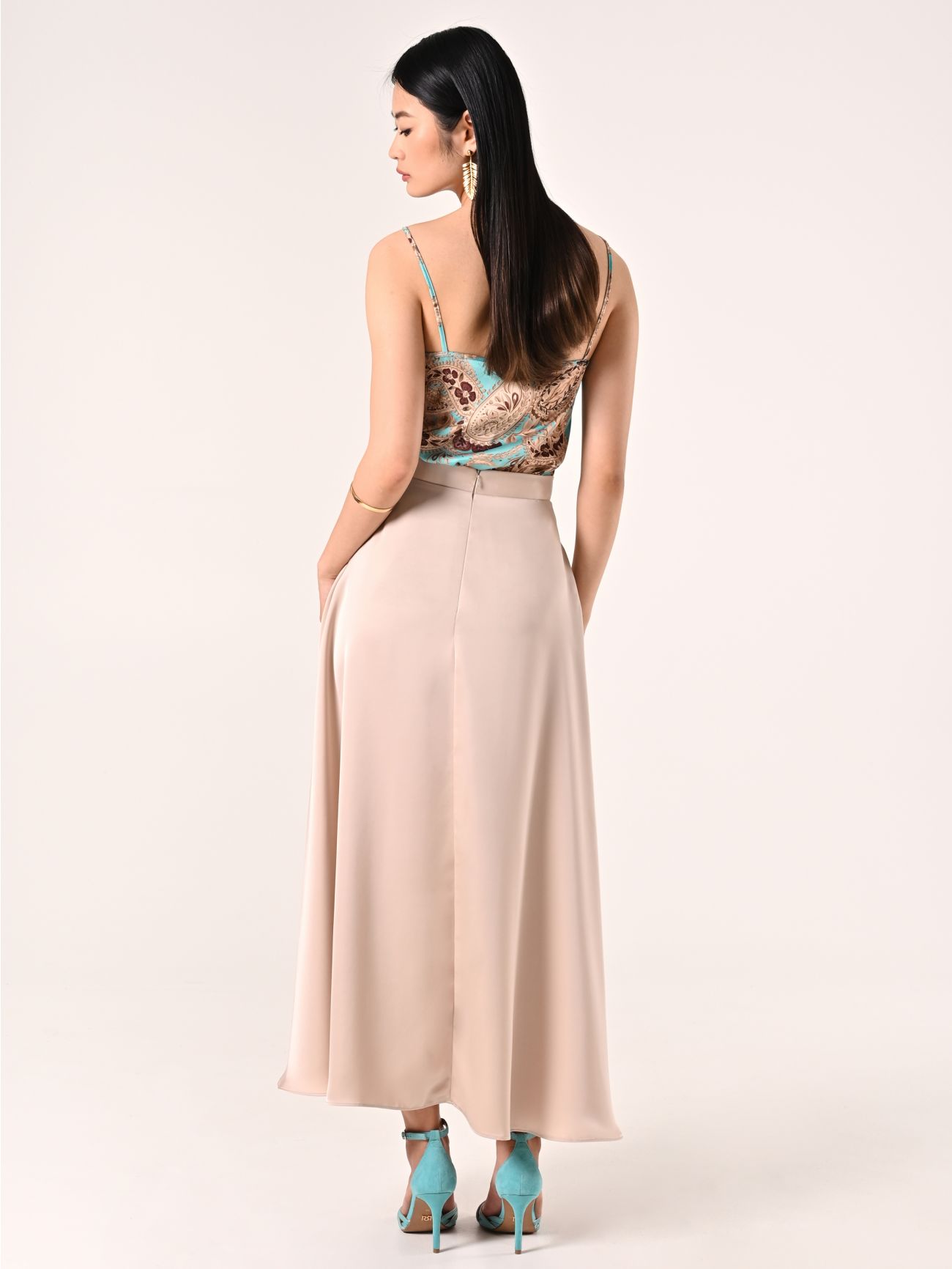 Gonna in Raso Beige Chiaro det_3