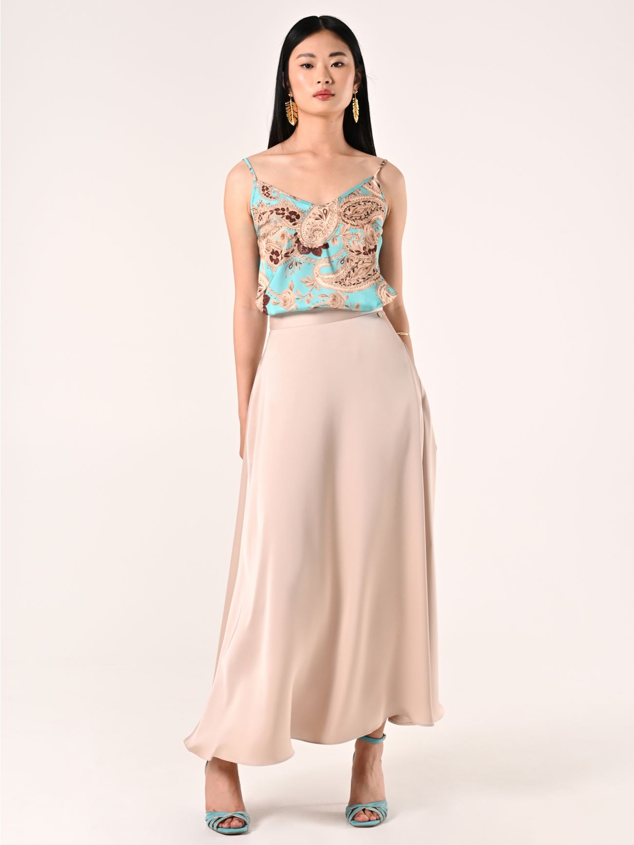 Gonna in Raso Beige Chiaro in_i7