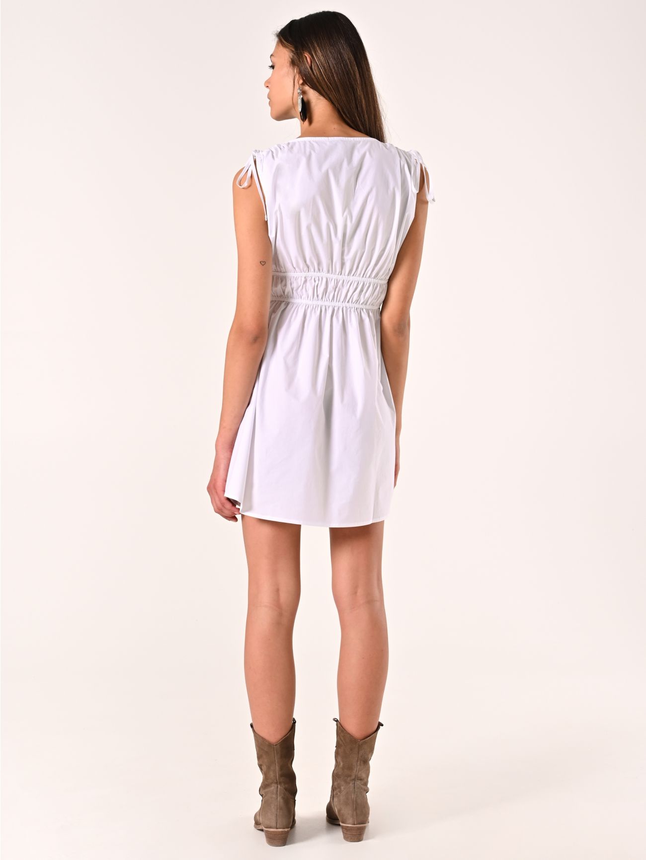 Vestido corto de algodón blanco det_3
