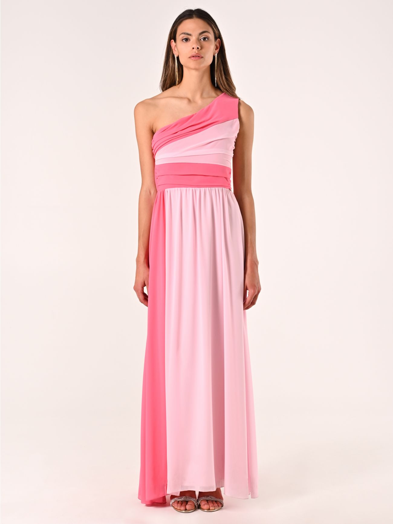 Two-tone One-shoulder Dress det_1