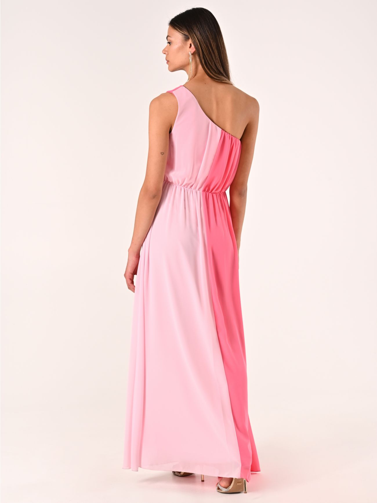 Two-tone One-shoulder Dress det_3