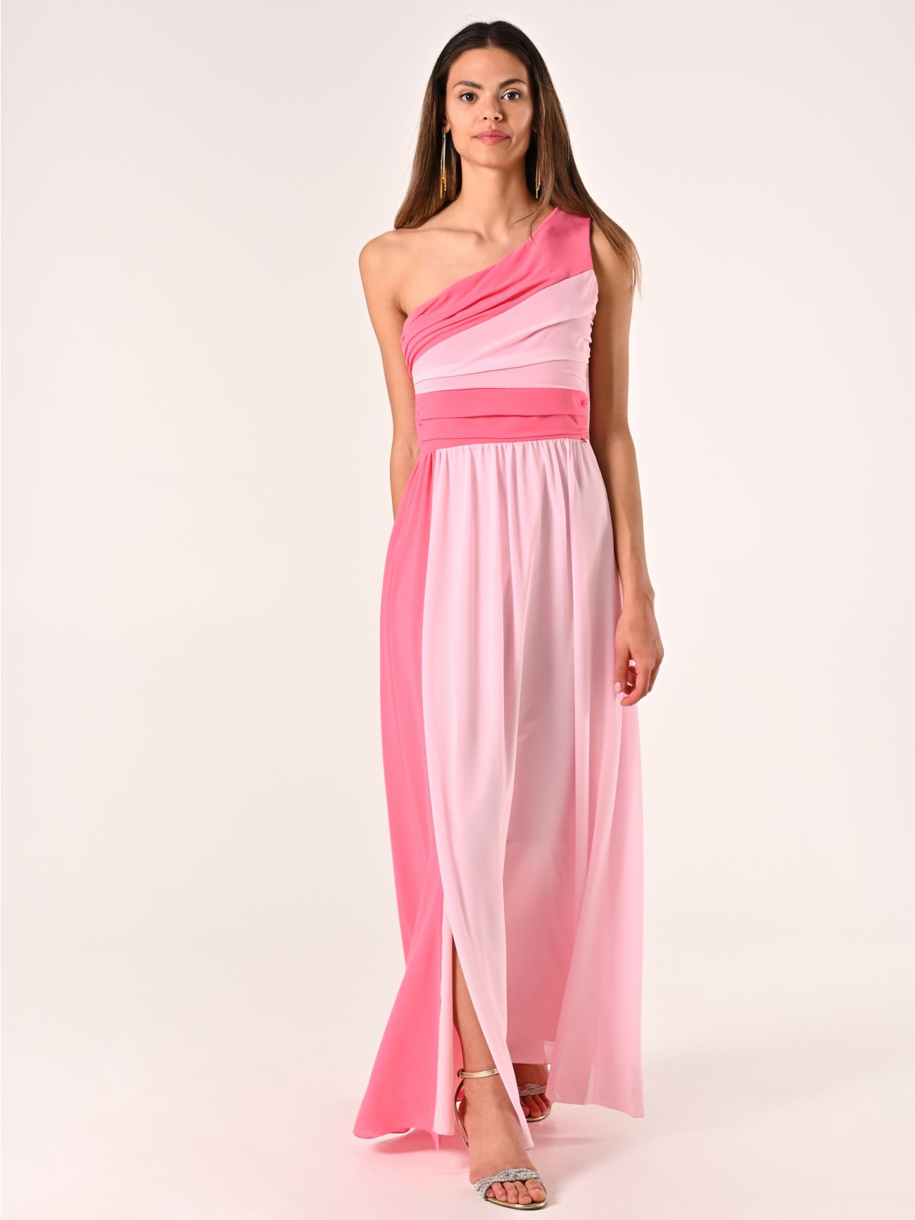 Two-tone One-shoulder Dress in_i7