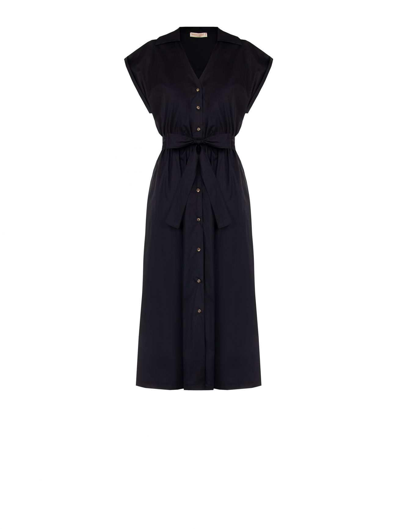 Black Cotton Shirt Dress det_4