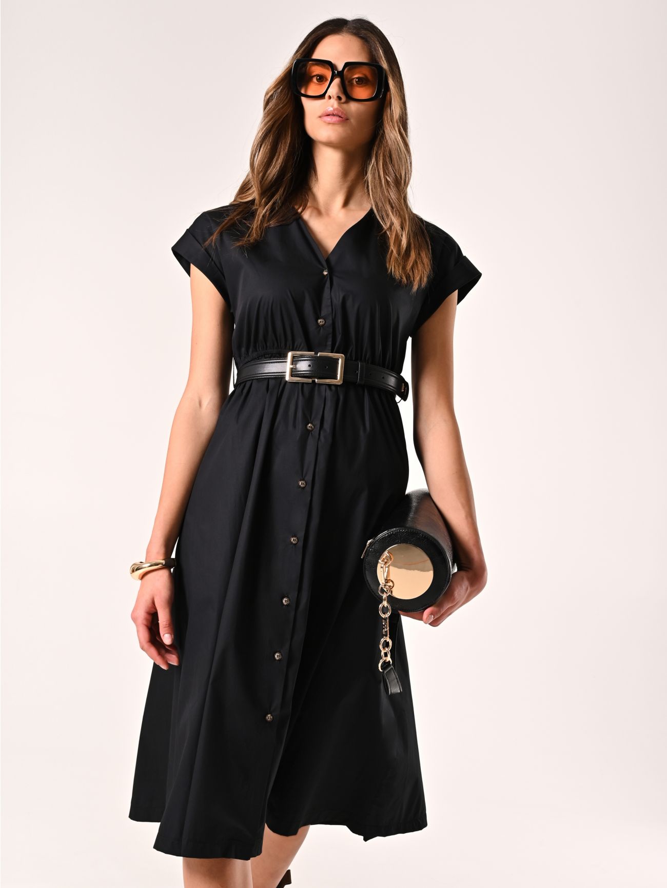 Black Cotton Shirt Dress sp_e1
