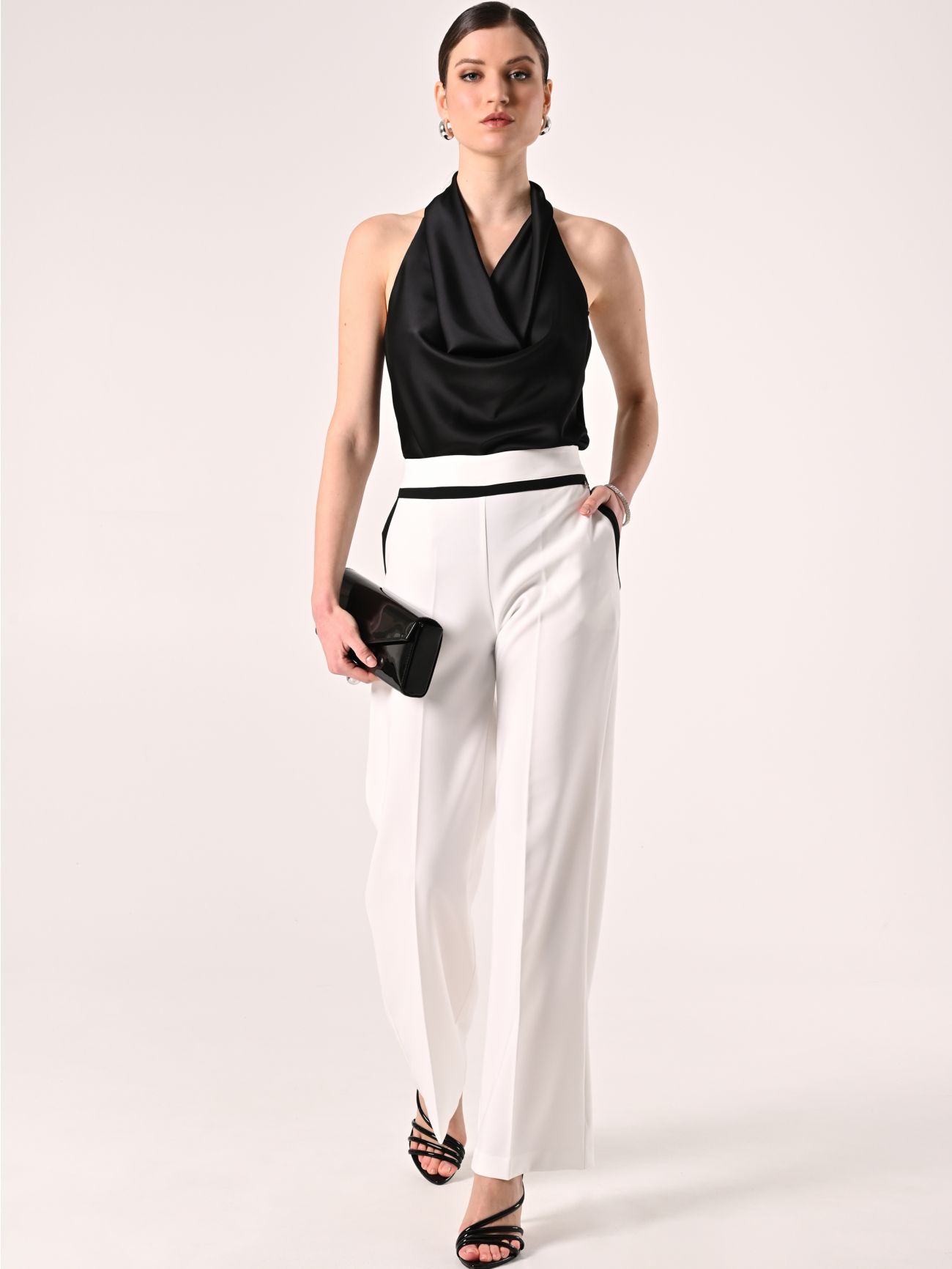 Pantaloni Palazzo Bicolor Black & White in_i7