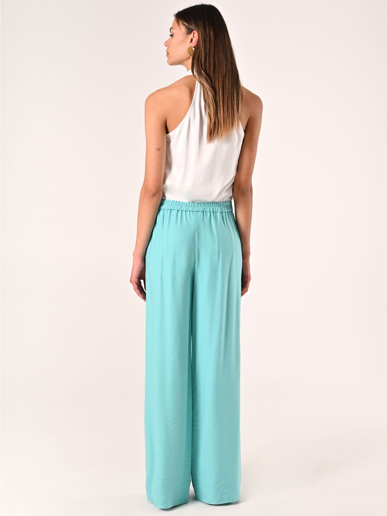 Aqua Green Wide Trousers in Crinkled Viscose Blend det_3
