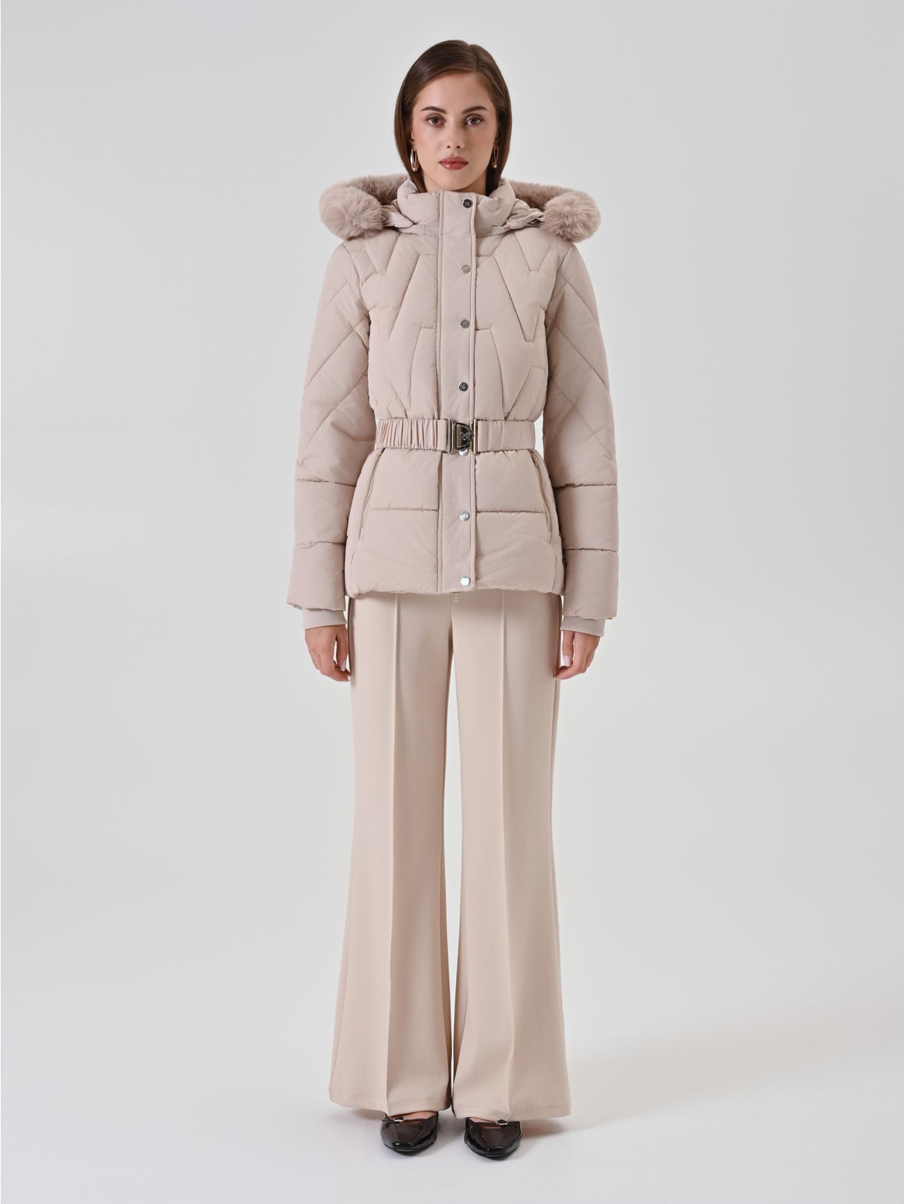 Short Beige Down Jacket det_1