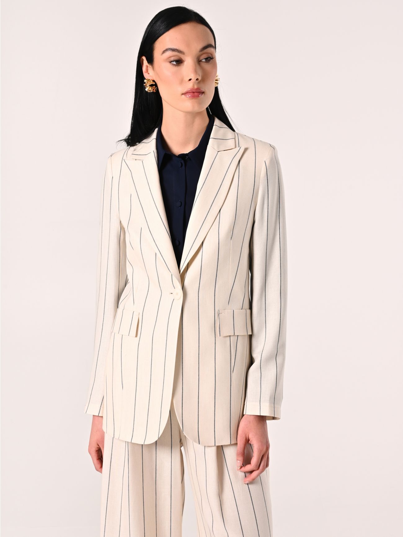 White Jacket with Blue Stripes in_i7
