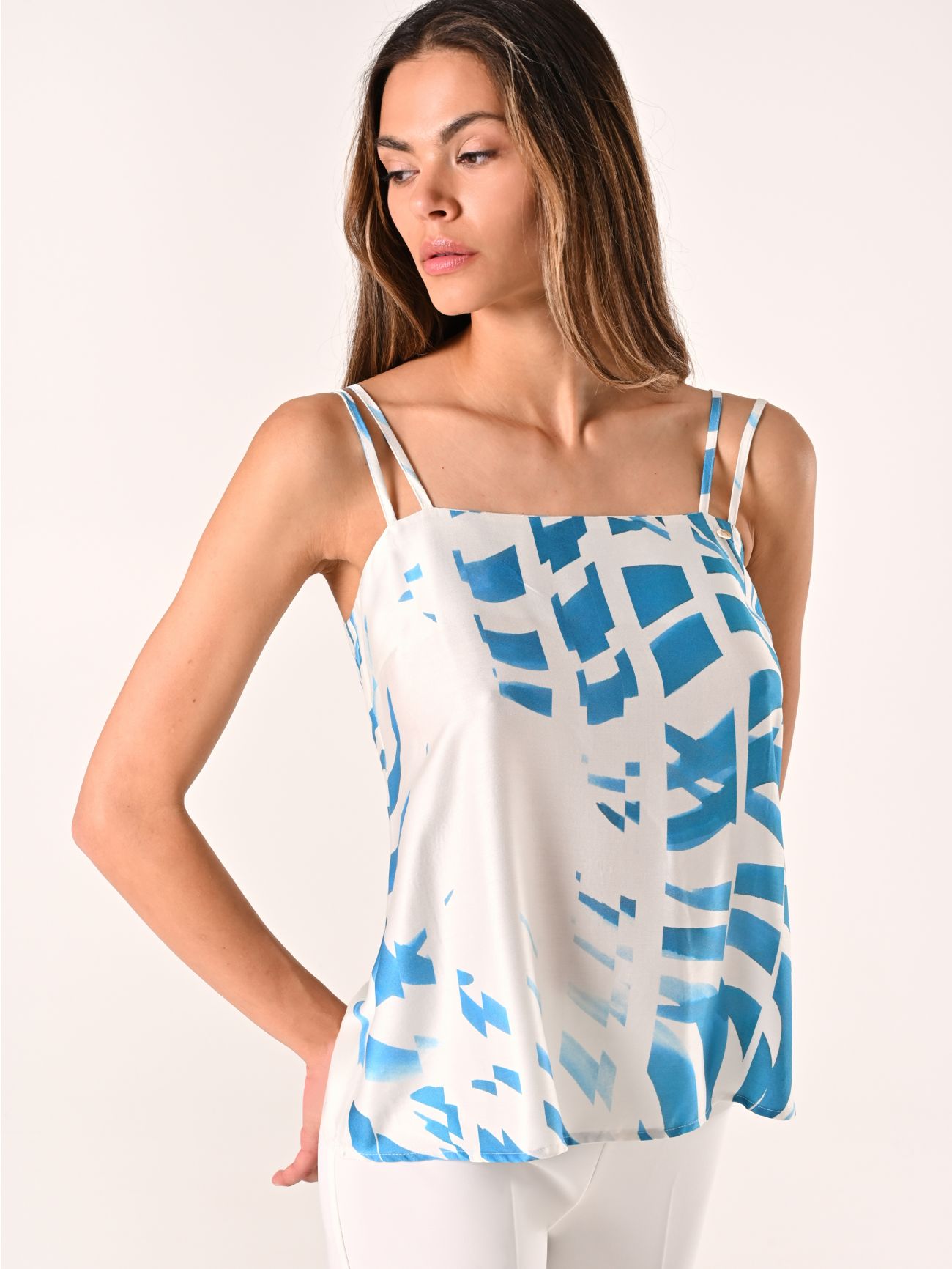 Turquoise-print Top in_i7