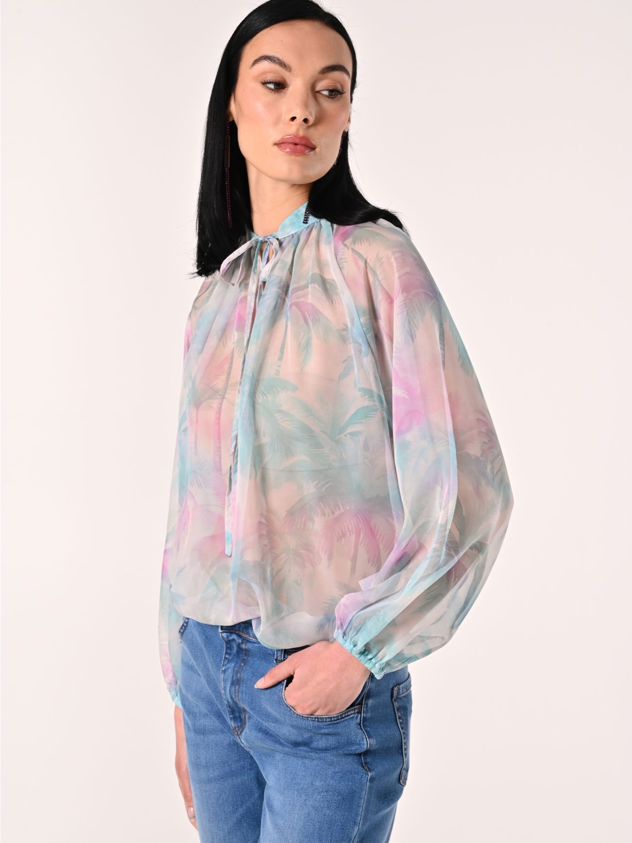 Blusa con estampado de palmeras in_i7