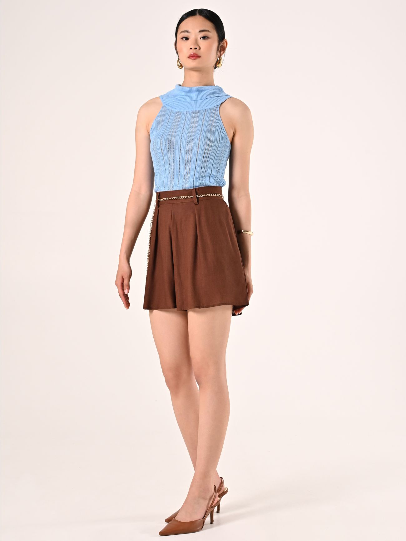 Short marron en lin viscose in_i7