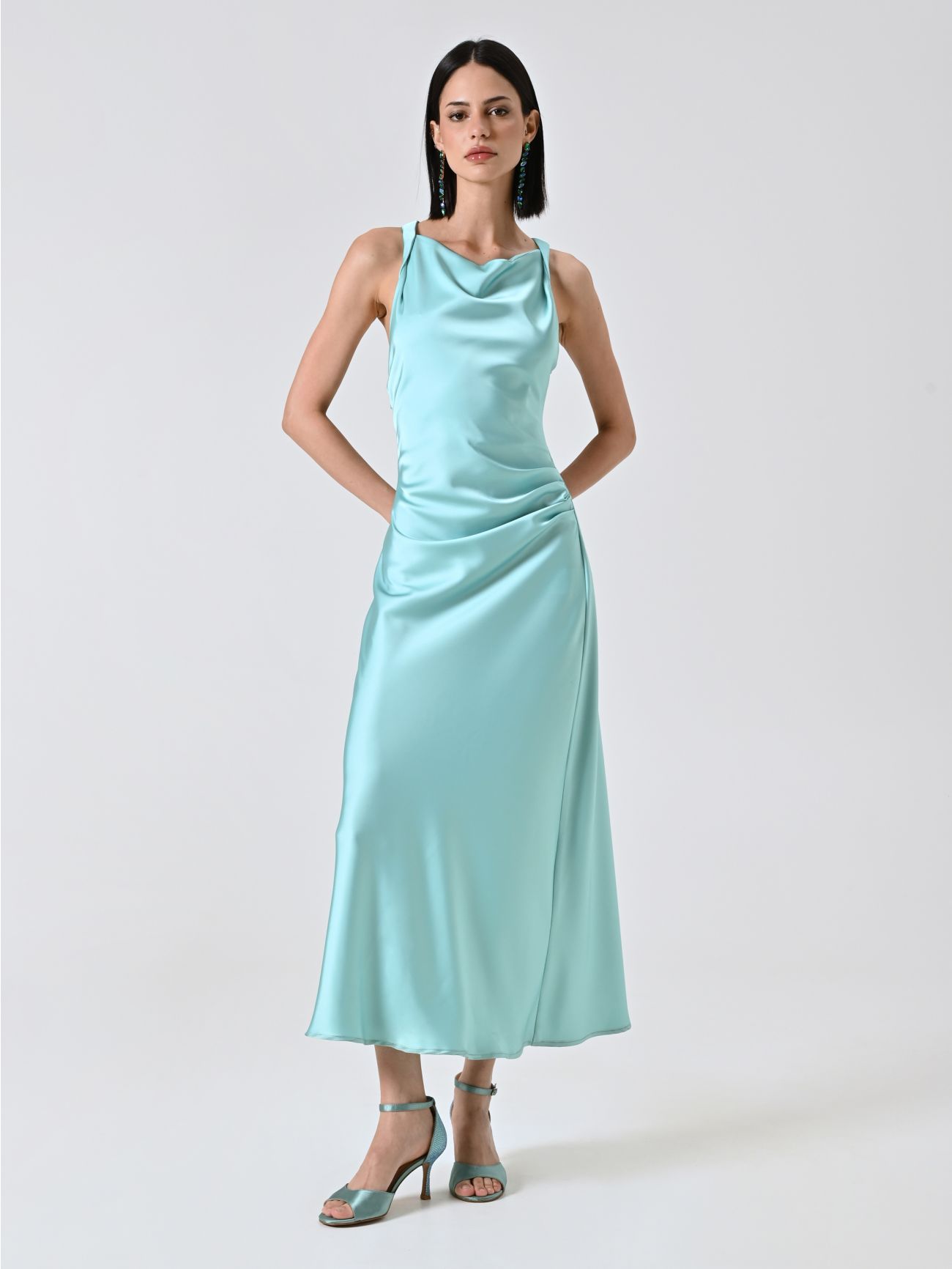  Vestido de Satén Aguamarina in_i7