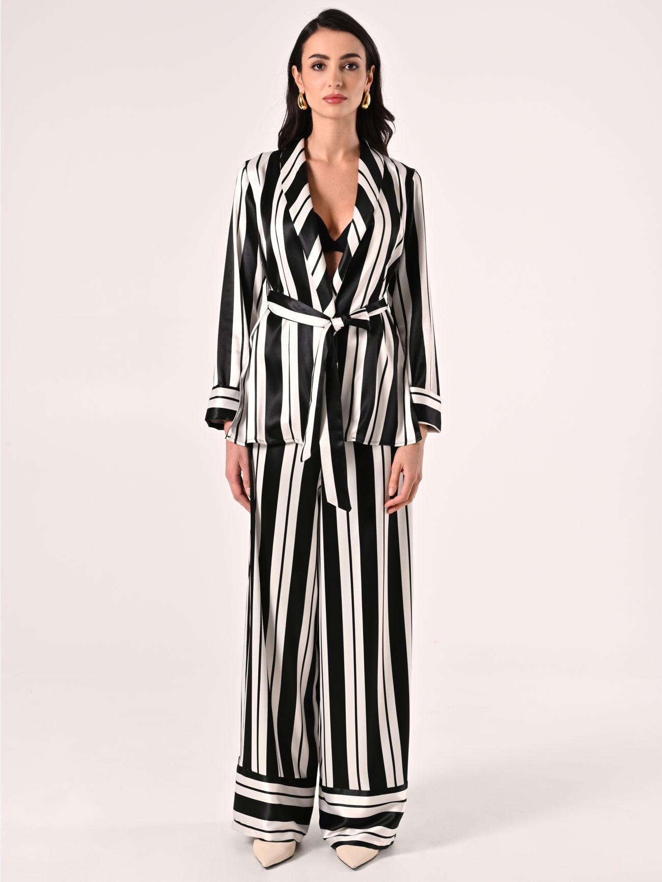 Giacca Leggera a Righe Black & White det_1