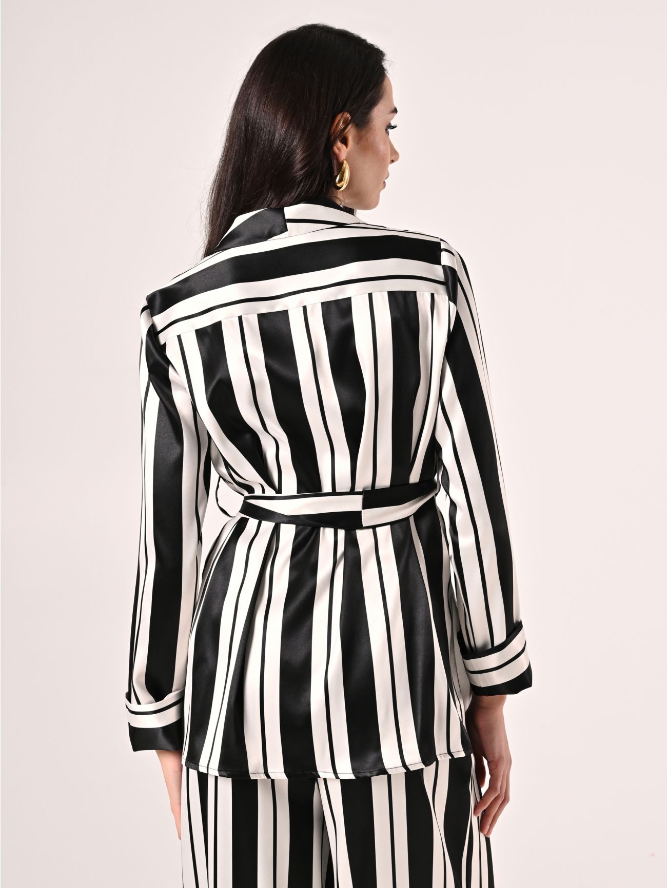 Giacca Leggera a Righe Black & White det_3