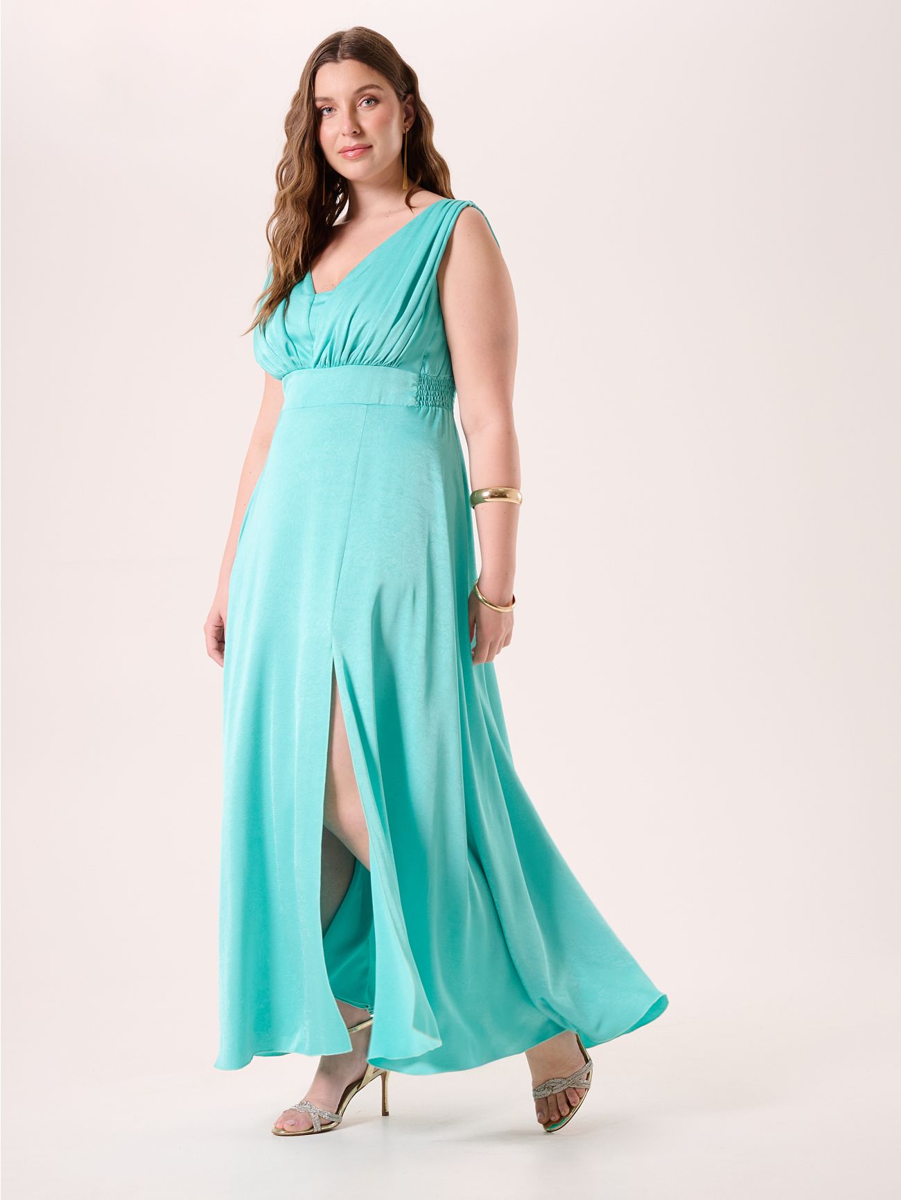 Abito Curvy Lungo Verde Acqua in_i7