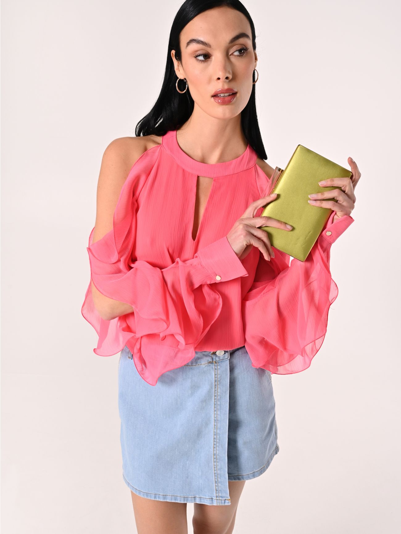 Blusa con Rouches Rosa Camelia  Rinascimento