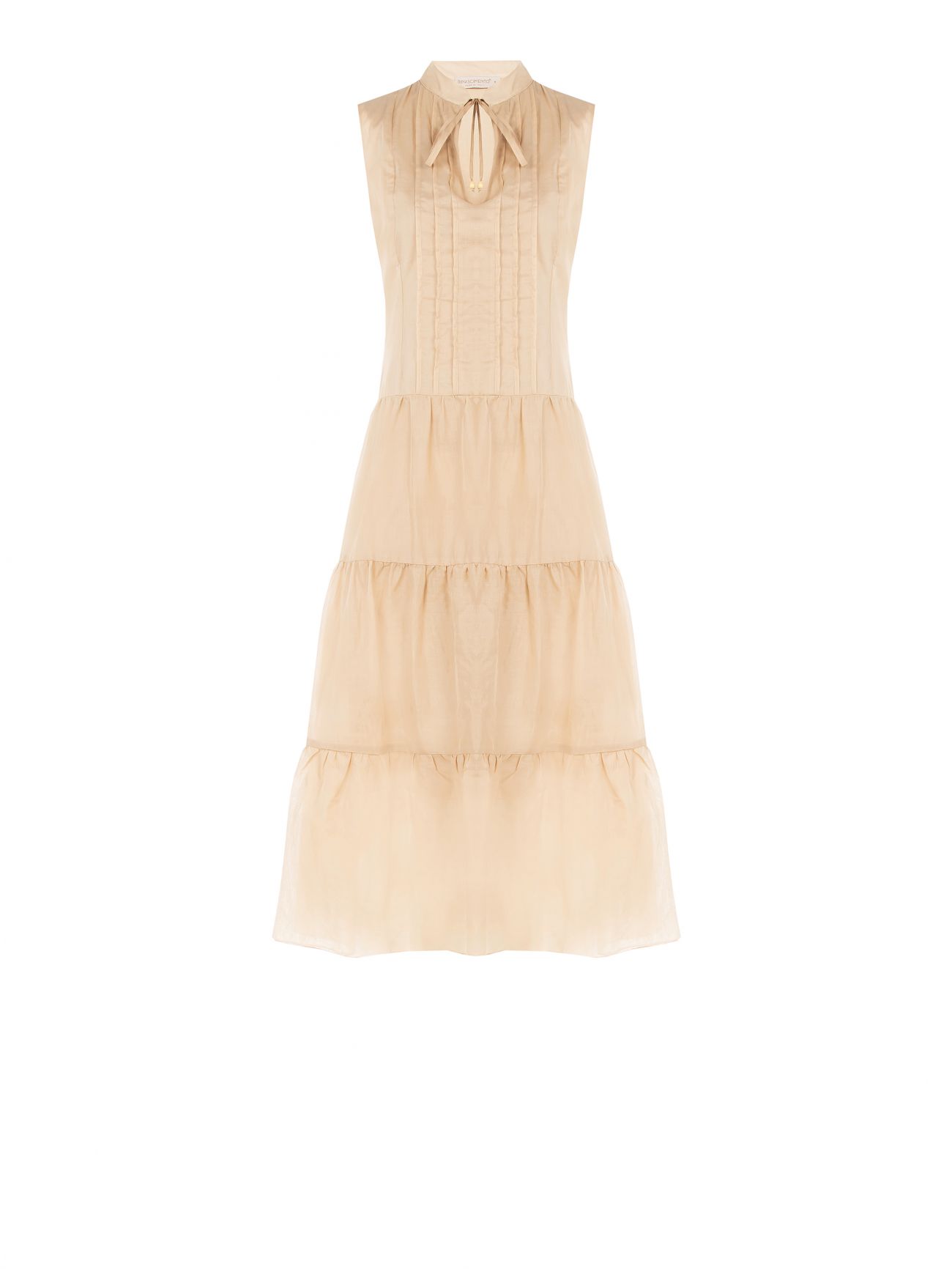 Abito a Balze Beige in Cotone det_4