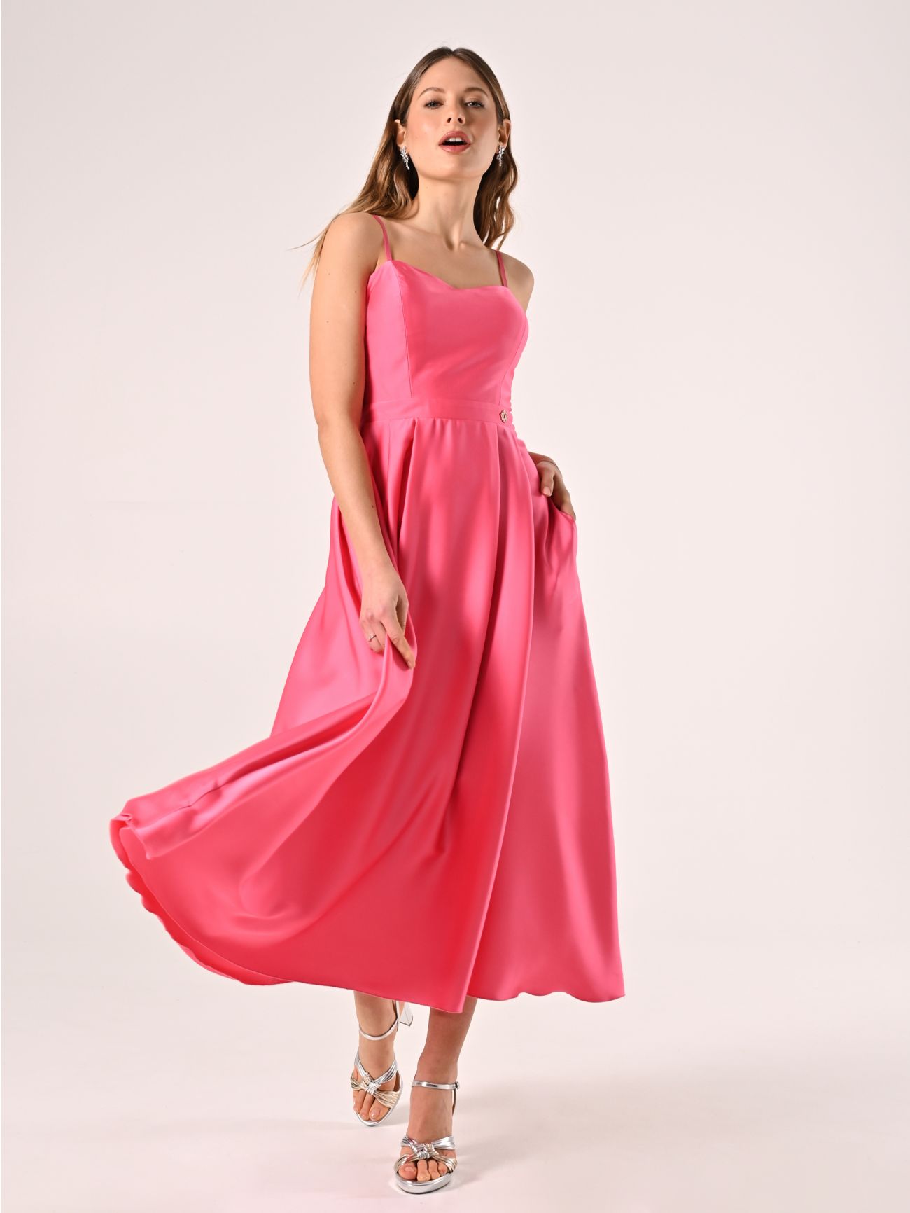 Camelia Pink Flared Dress in_i7
