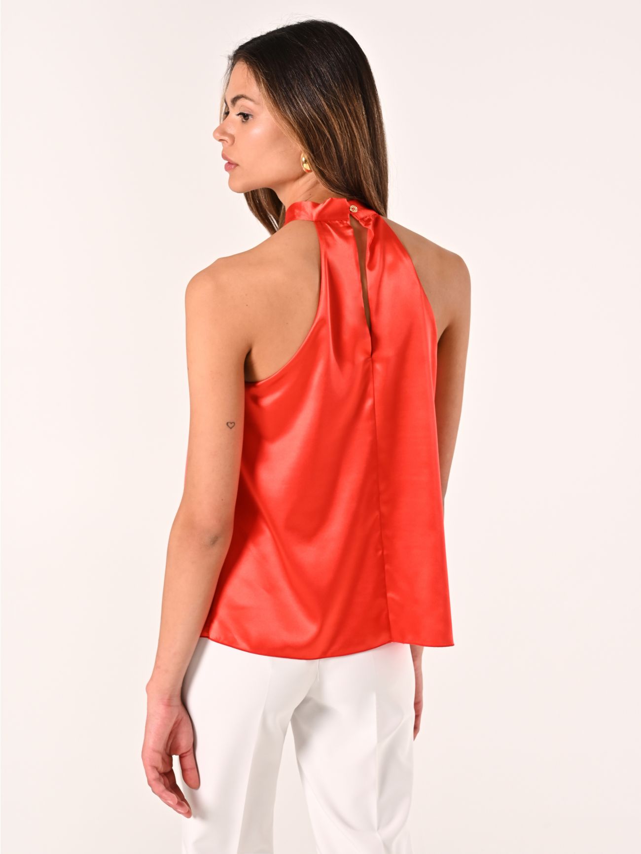 Orange Satin Halterneck Top det_3
