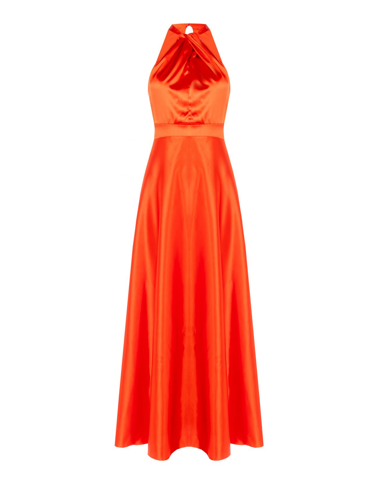 Robe longue orange en satin det_4