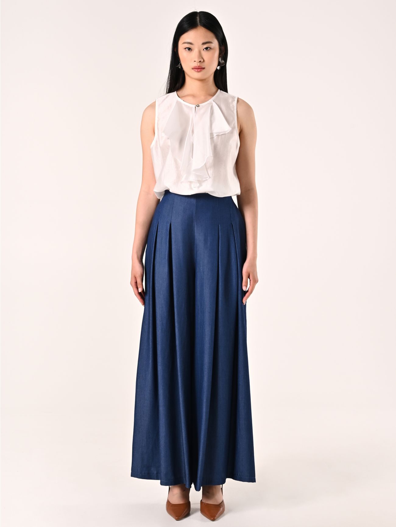 Pantaloni Ampi in Chambray det_1