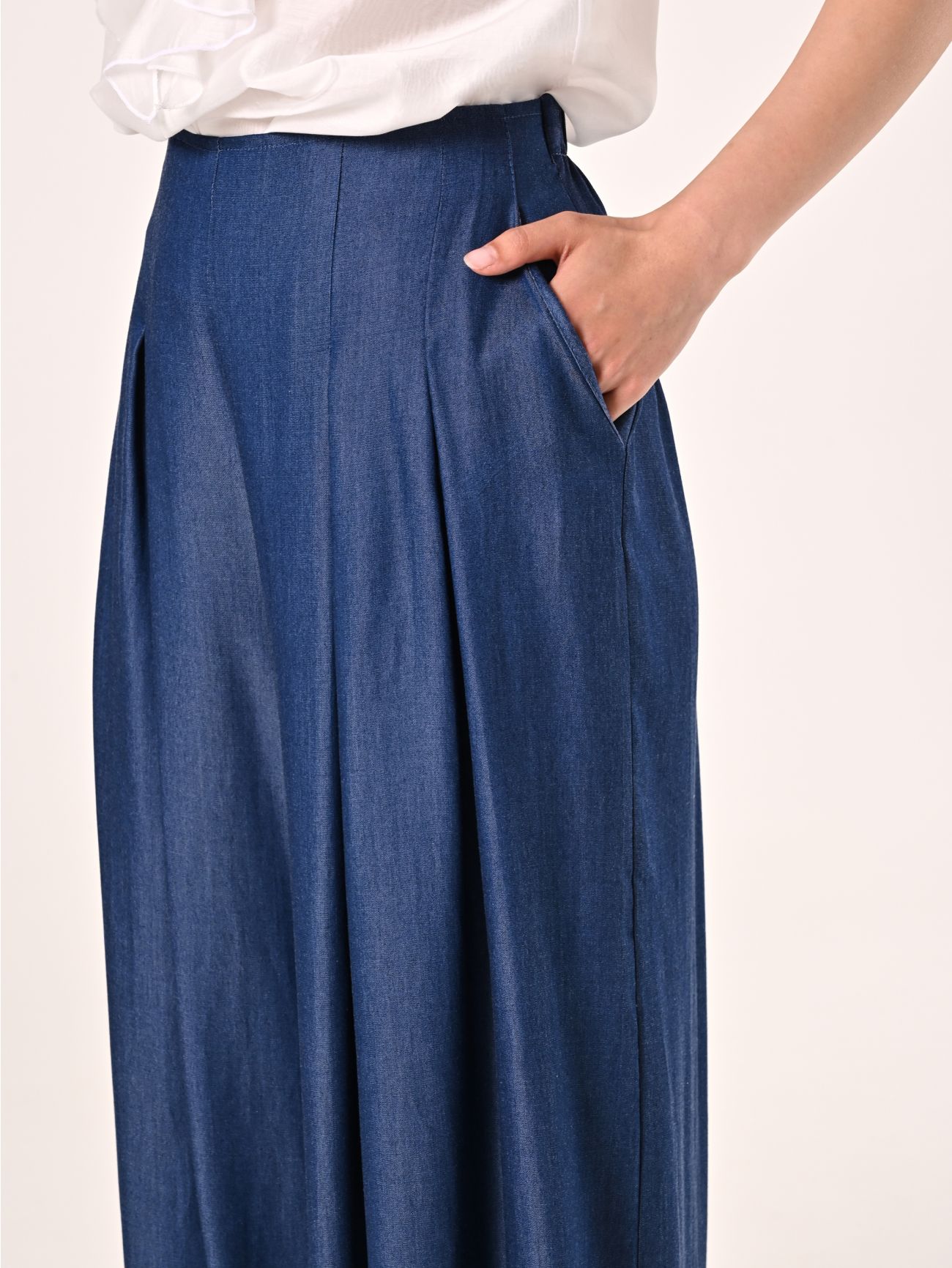 Pantaloni Ampi in Chambray in_i5