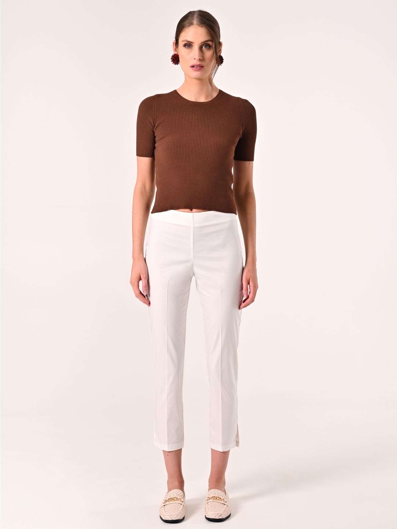 Pantalón pitillo de algodón blanco det_1