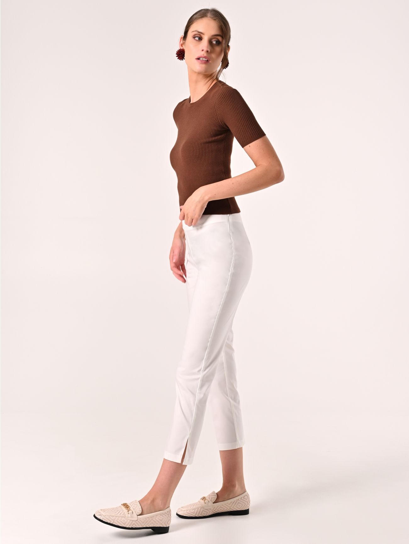 Pantalón pitillo de algodón blanco in_i7