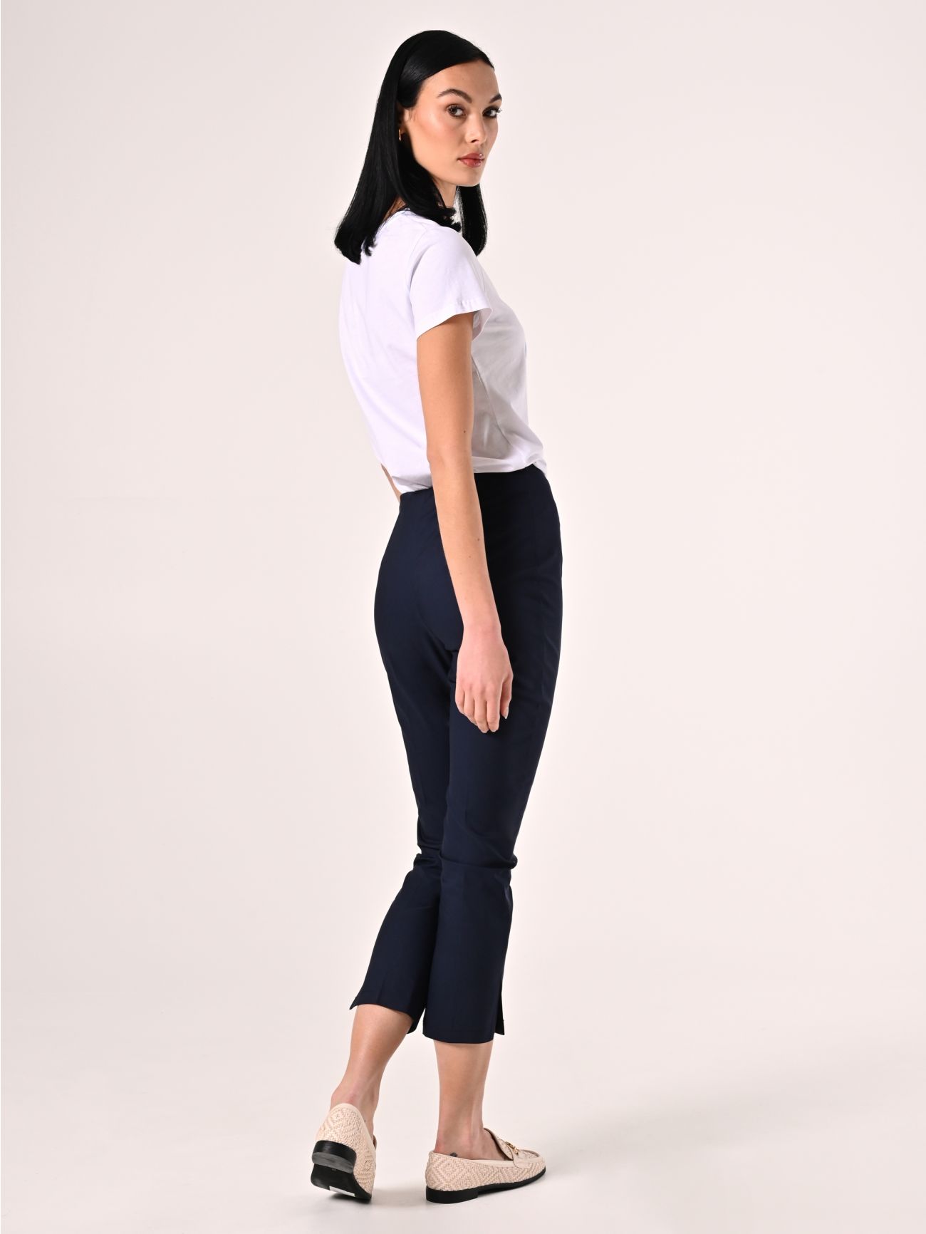 Pantaloni Skinny in Cotone Blu det_3