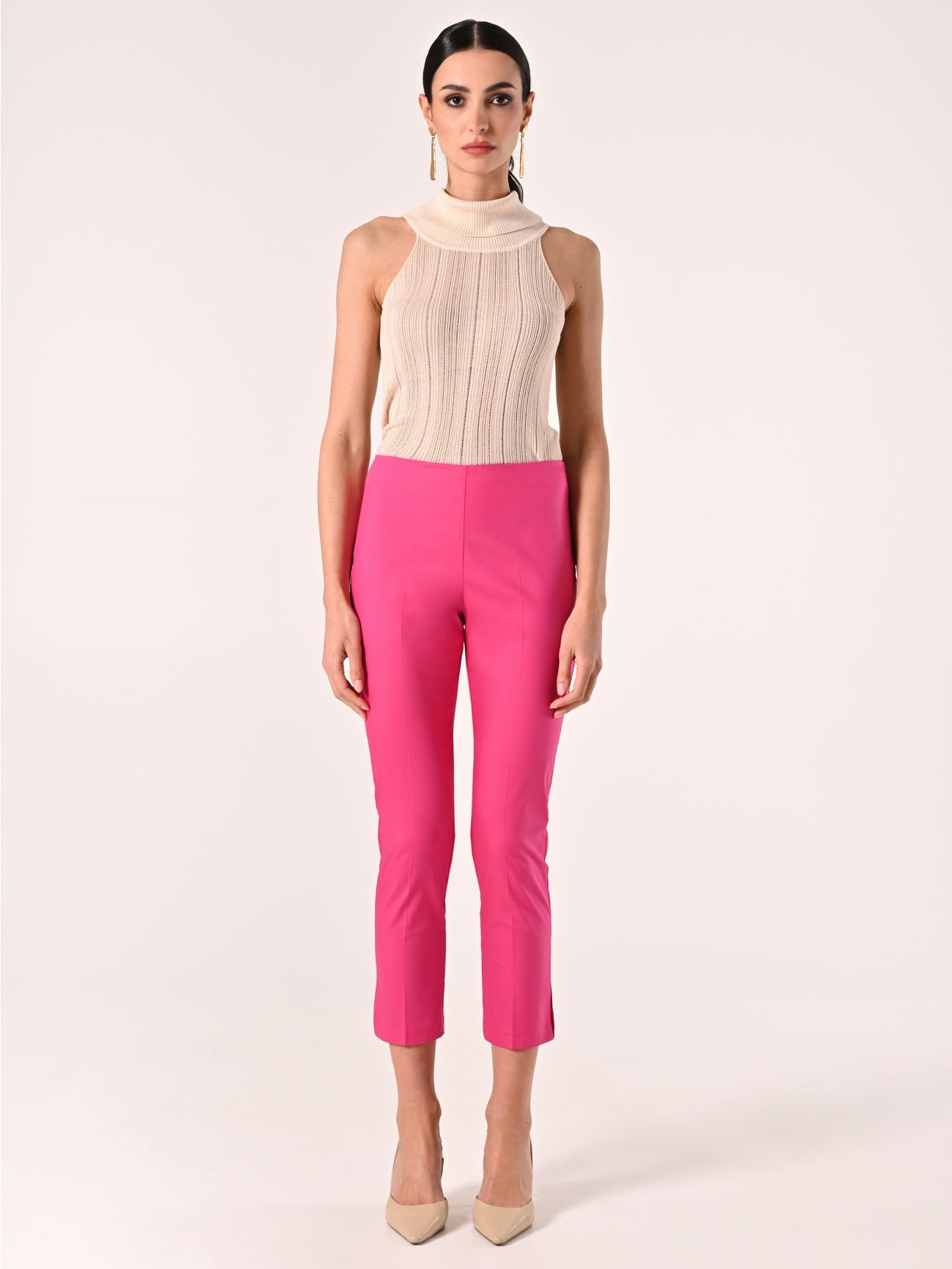 Skinny Fuchsia Cotton Trousers det_1