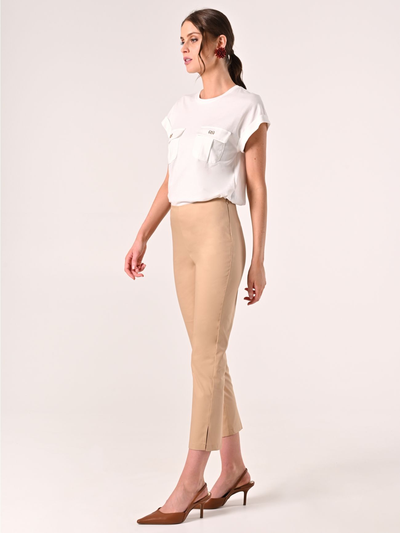 Pantalón pitillo de algodón beige oscuro in_i7