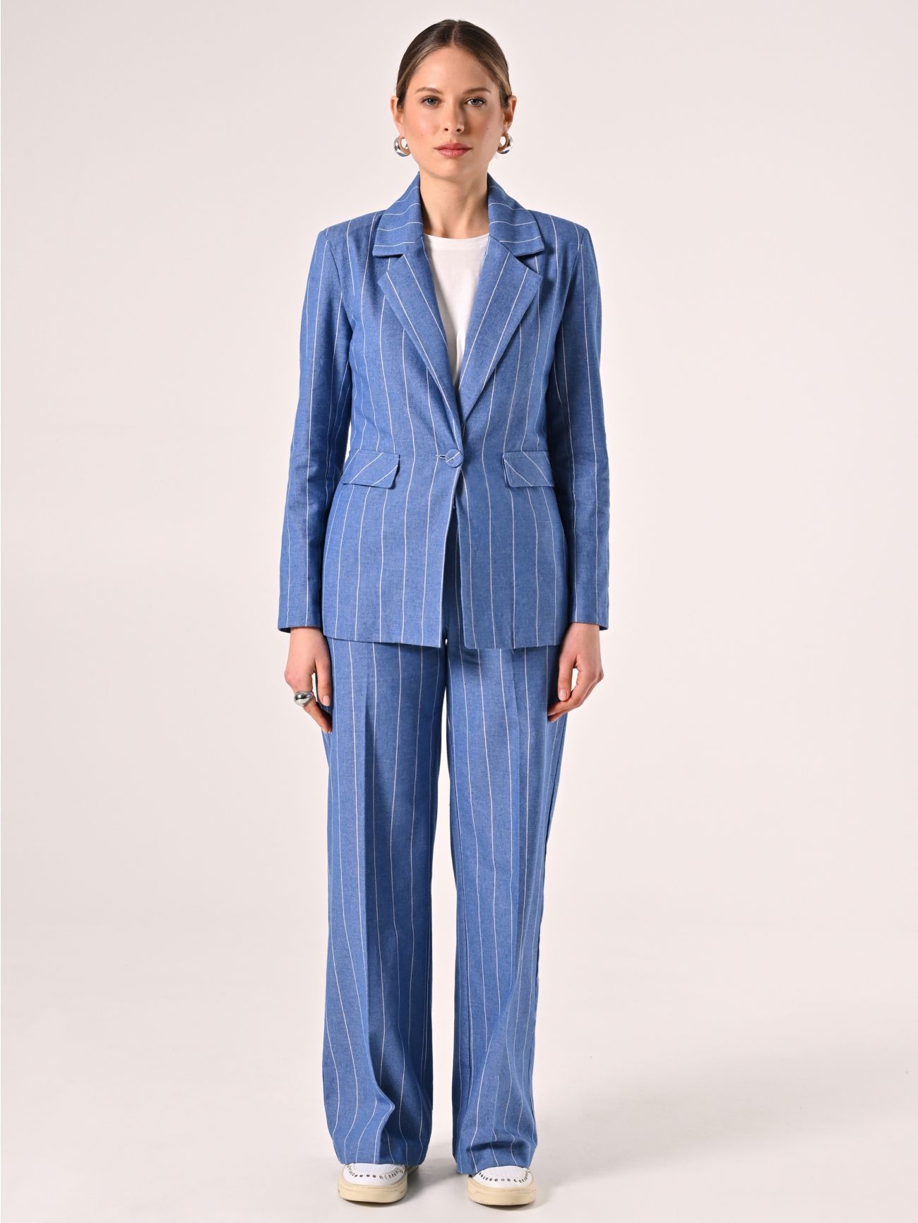 Chaqueta en denim de raya diplomática det_1