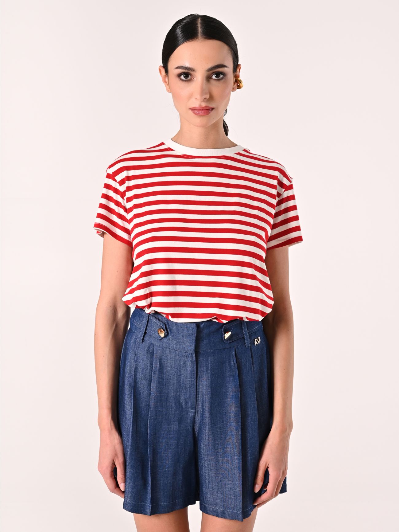 Camiseta de rayas marineras blancas y rojas det_2