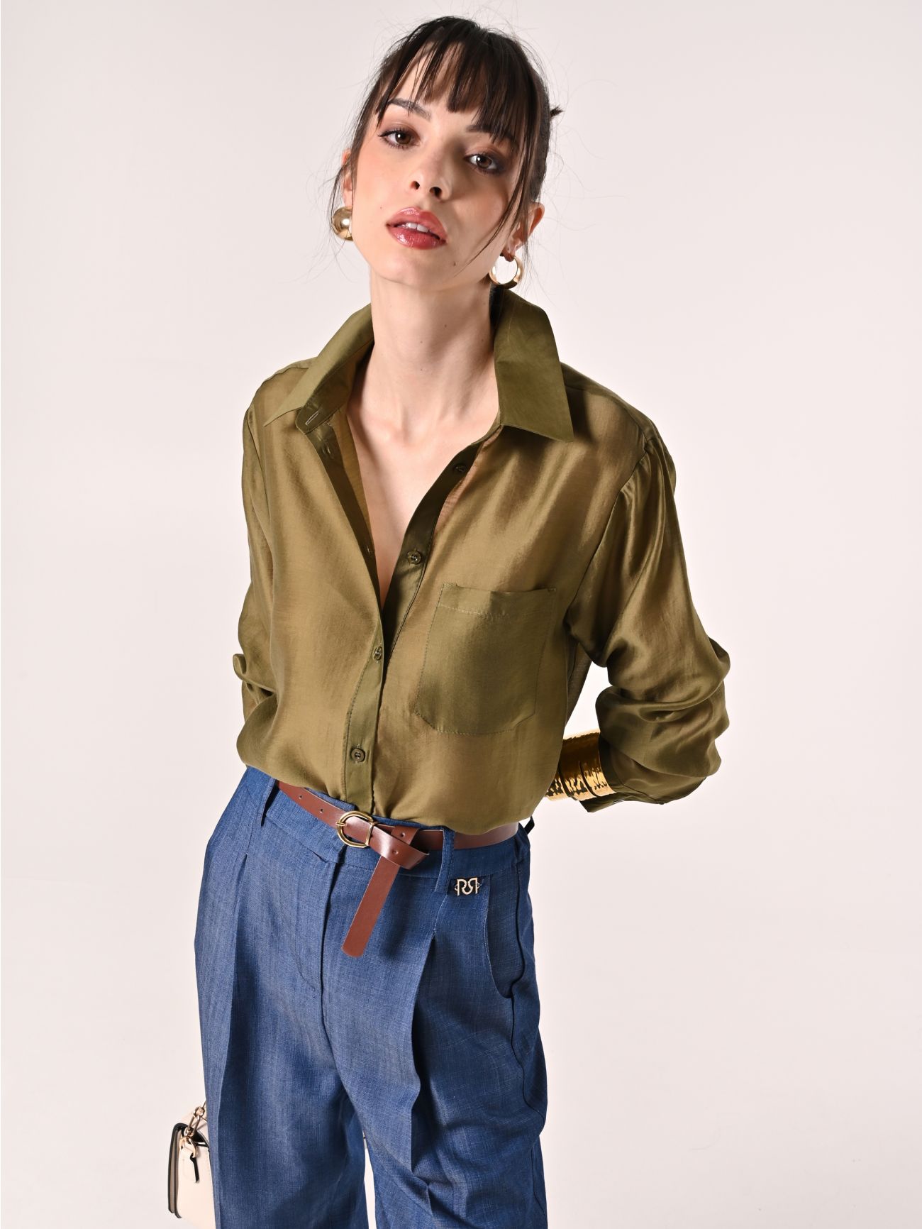 Camicia Verde Militare in Lyocell  Rinascimento