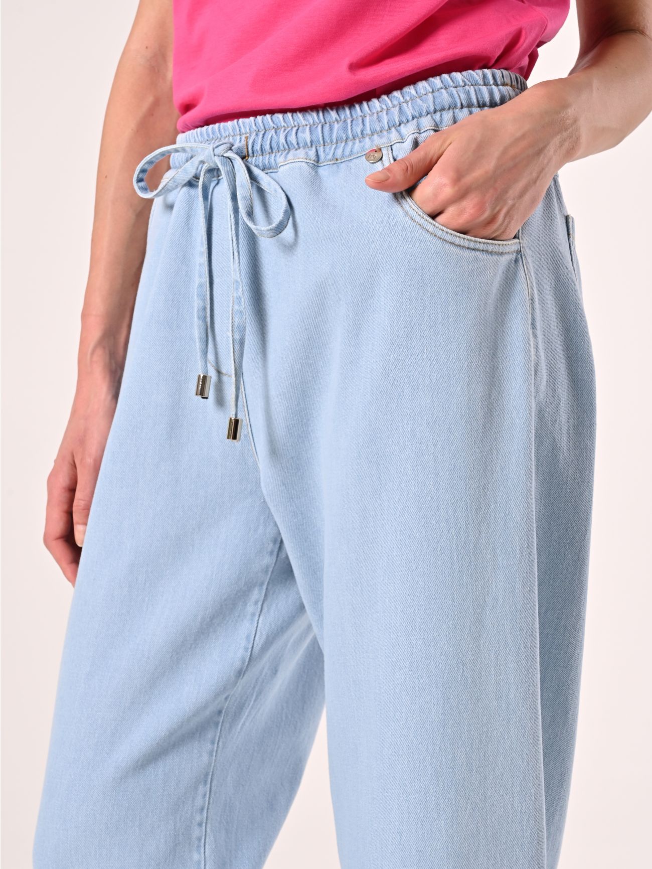 Palazzo Jeans with Drawstring in_i5