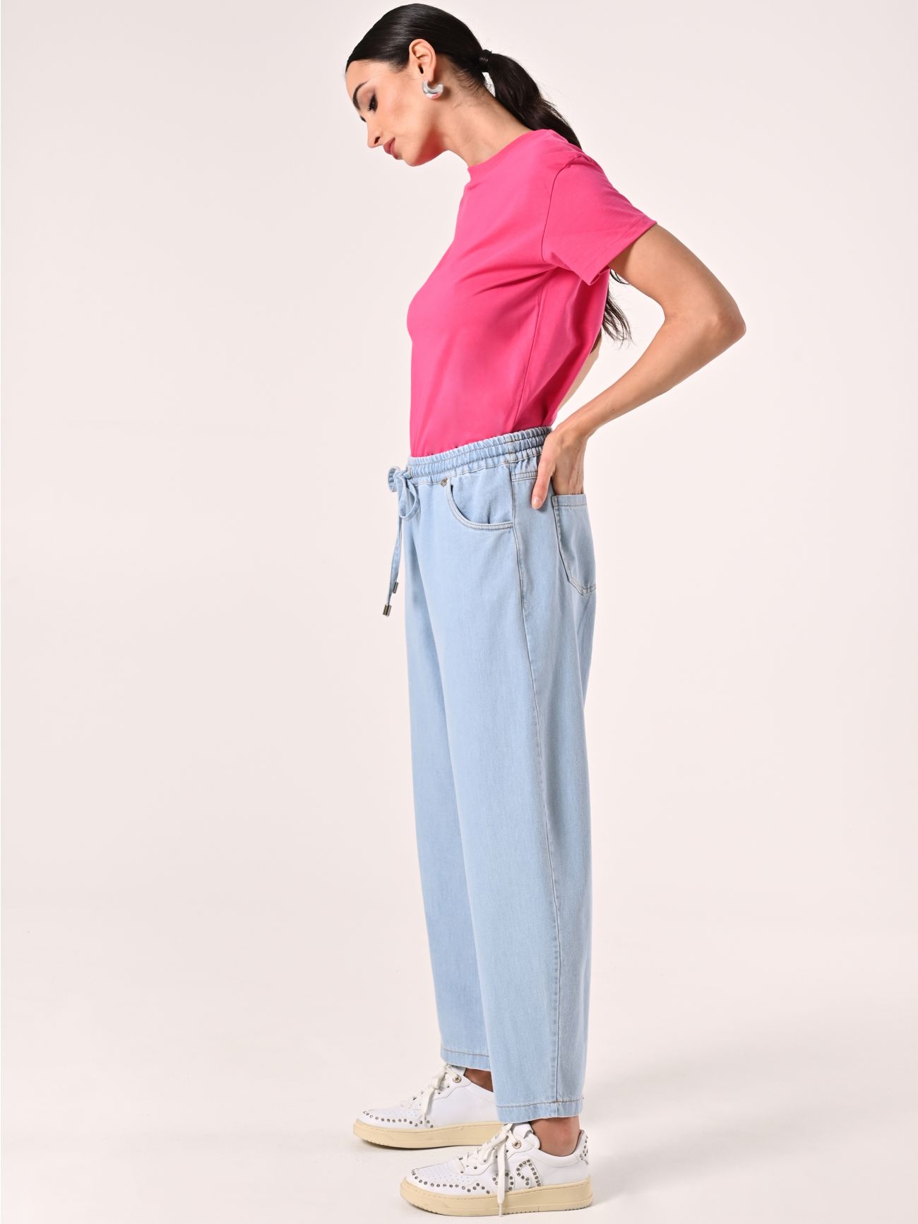 Palazzo Jeans with Drawstring in_i7